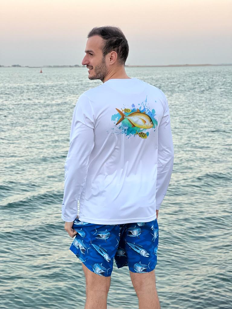 Orange Spotted Trevally - Long Sleeve Fishing T-shirt